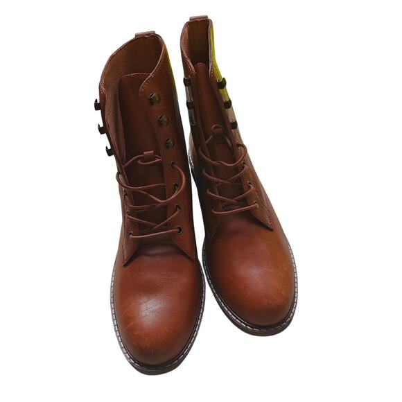 Madewell Brown Leather Lace-Up Combat Ankle Boots Women’s Size 10 Minimalist - Picture 1 of 7